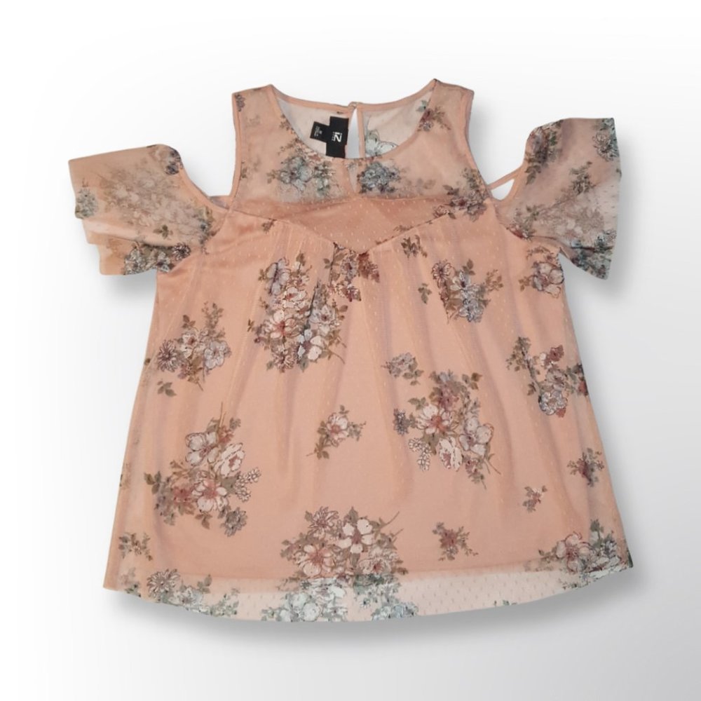 IZ BYER flowy pink sheer top size M